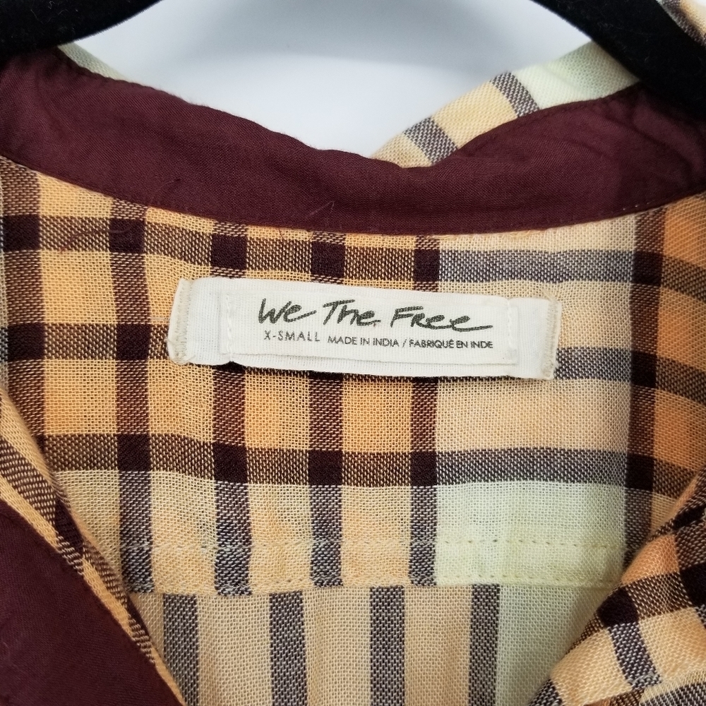 Free People | Pacific Dawn Plaid Button Tie Sleeve Top - Picture 5 of 9